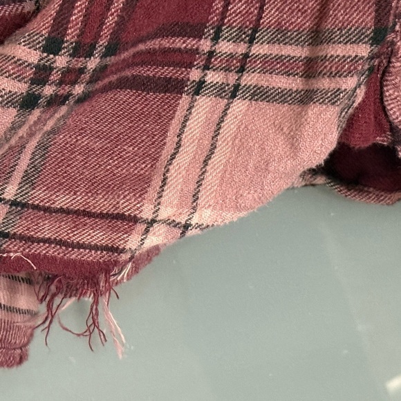 American Eagle Outfitters Burgundy and Beige Plaid Shirt - Picture 6 of 7